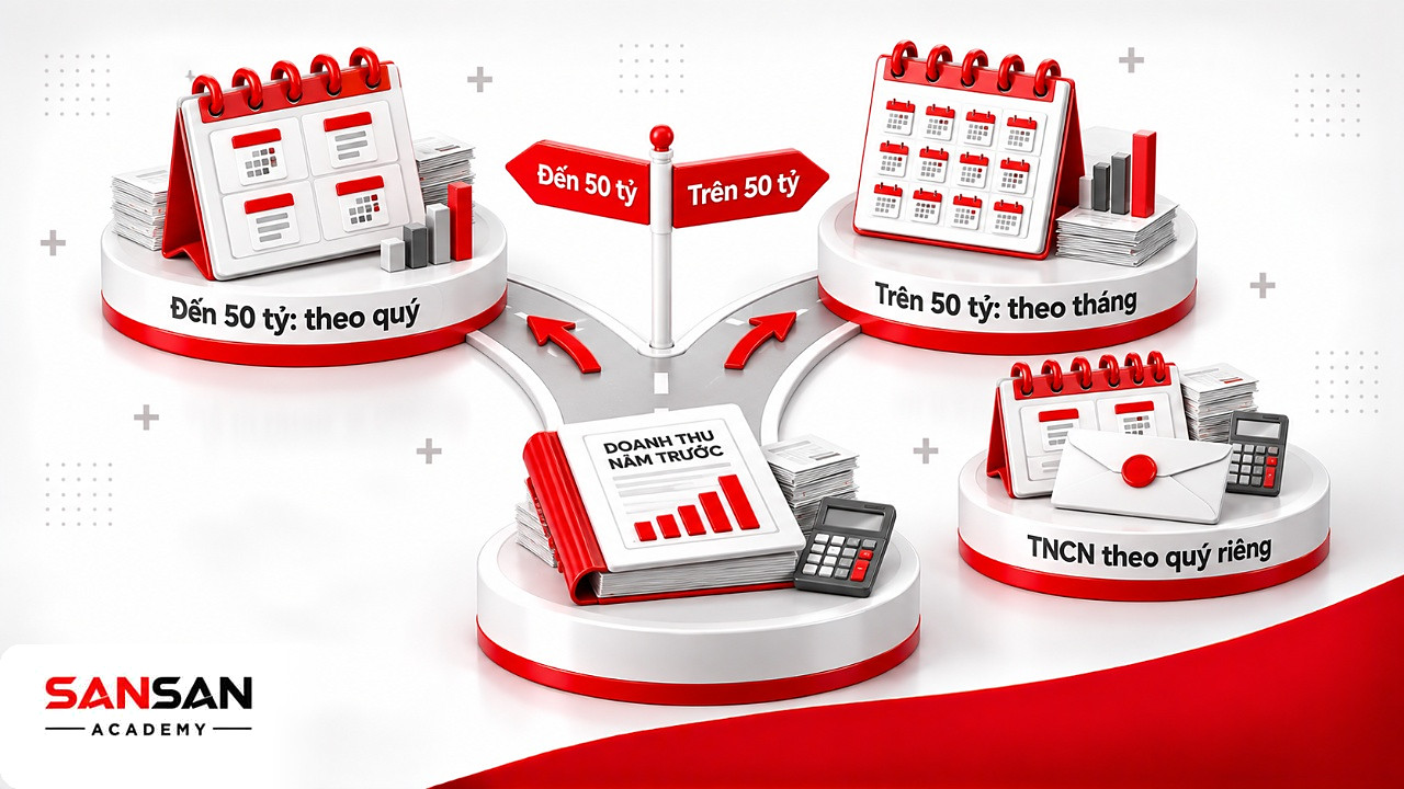 Ngã rẽ chọn kỳ báo cáo thuế GTGT theo tháng hoặc theo quý dựa trên ngưỡng doanh thu 50 tỷ đồng