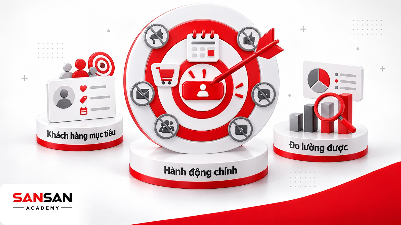 Bia mục tiêu đặt một hành động chính ở tâm khi xác định mục tiêu chuyển đổi cho Landing Page
