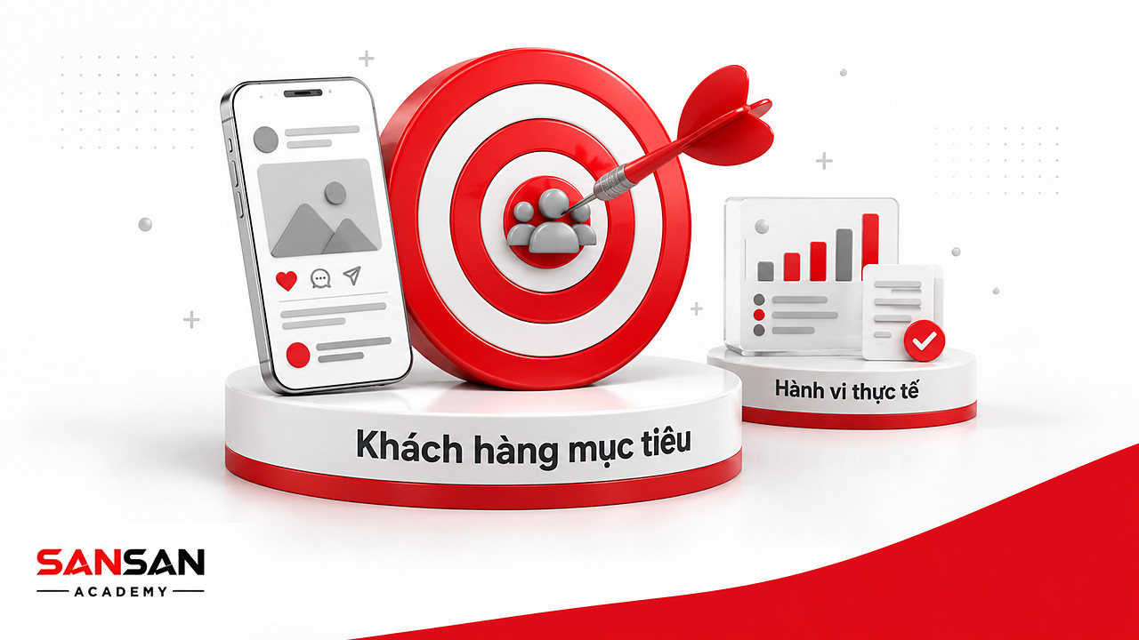Bia mục tiêu với nhóm khách hàng ở tâm cho thấy cách chọn kênh mạng xã hội theo hành vi thực tế