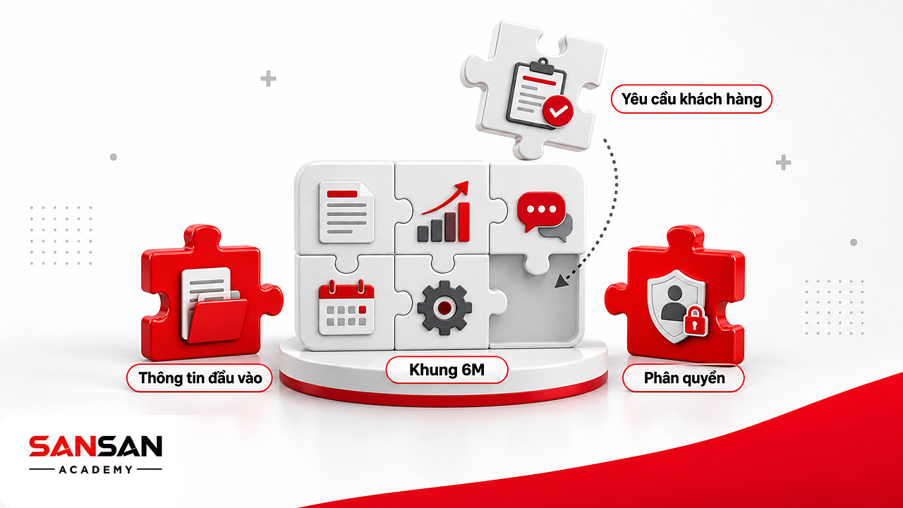 Mảnh yêu cầu khách hàng không vừa khung 6M nên biểu đồ xương cá cần thêm nhánh thông tin đầu vào