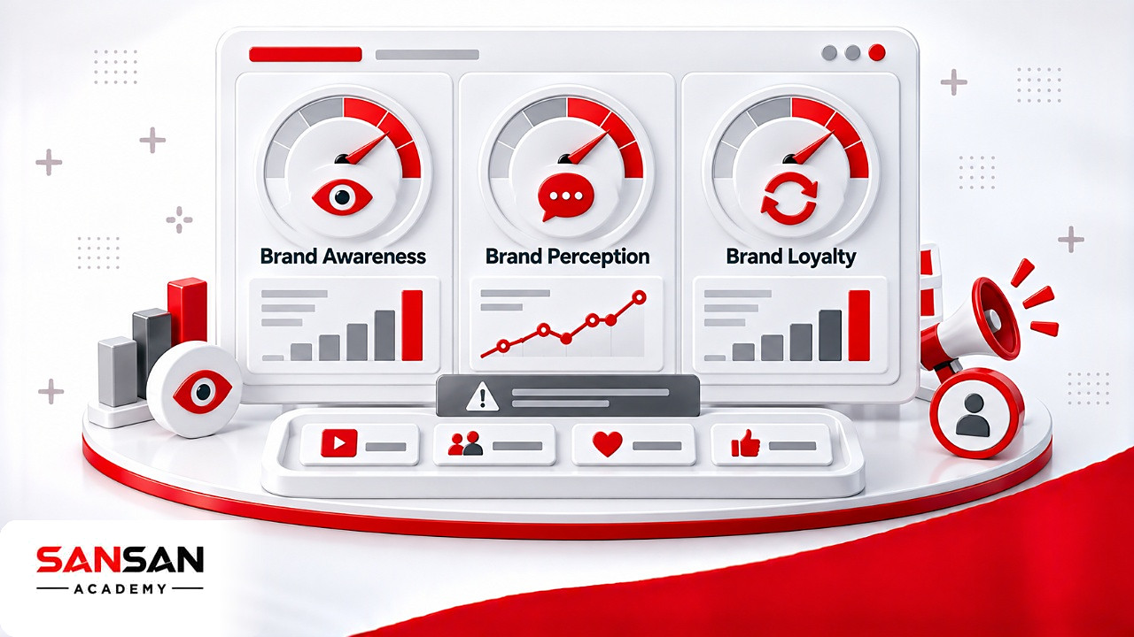 Bảng đồng hồ đo hiệu quả Branding qua ba chỉ số nhận biết, cảm nhận và trung thành với thương hiệu