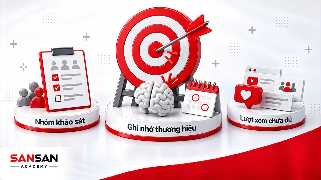 Bia mục tiêu Branding: chốt mục tiêu ghi nhớ, nhóm khảo sát và thời điểm đo trước khi triển khai