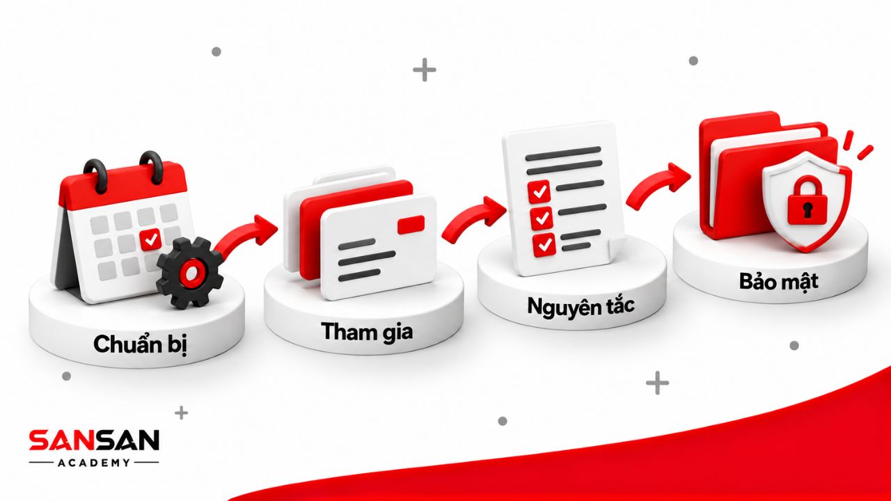 Quy trình chuẩn bị người tham gia, thống nhất nguyên tắc và bảo mật