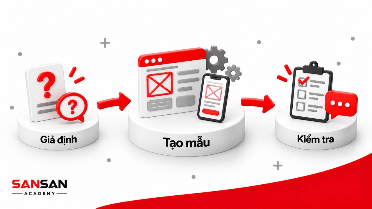 Prototype kiểm tra giả định bằng mẫu đơn giản trước khi hoàn thiện