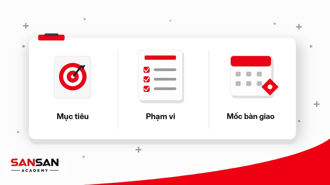 Mục tiêu, phạm vi và mốc bàn giao cần xác định trước khi lập lịch.