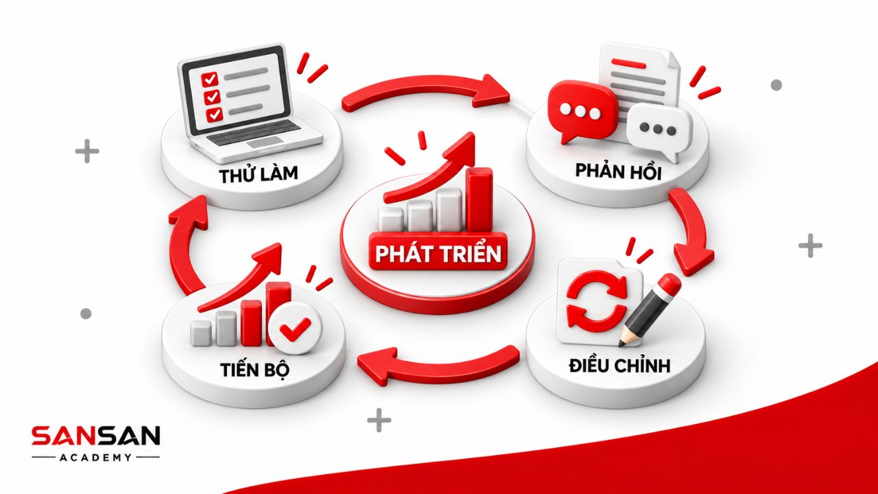 Thử làm, nhận phản hồi, điều chỉnh và theo dõi tiến bộ
