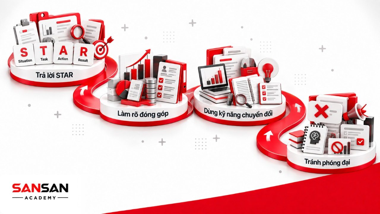 Cách trả lời phỏng vấn sales bằng STAR, làm rõ vai trò cá nhân, dùng số liệu kiểm chứng và tránh câu trả lời chung chung hoặc phóng đại.