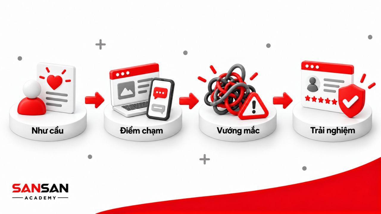 Hành trình khách hàng từ nhu cầu đến điểm vướng và cải thiện