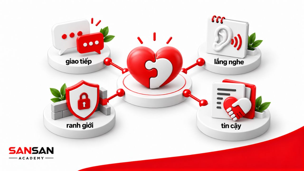 Quy trình hiểu mình, giao tiếp, lắng nghe và giữ ranh giới trong quan hệ