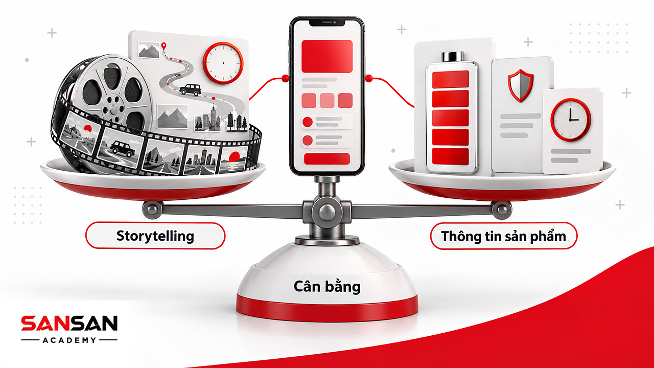 Cán cân giữ Storytelling và thông tin sản phẩm ngang nhau trong Product TVC