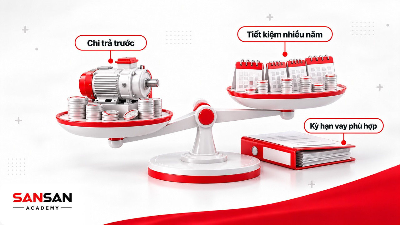 Cán cân giữa chi phí mua thiết bị trả trước và khoản tiết kiệm nhiều năm nhờ kỳ hạn tín dụng xanh
