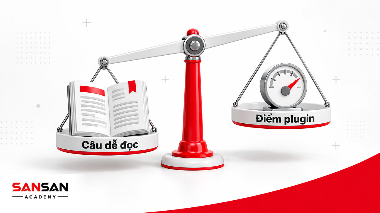 Cán cân giữa câu văn dễ đọc và điểm đánh giá của plugin phần mềm SEO trên WordPress
