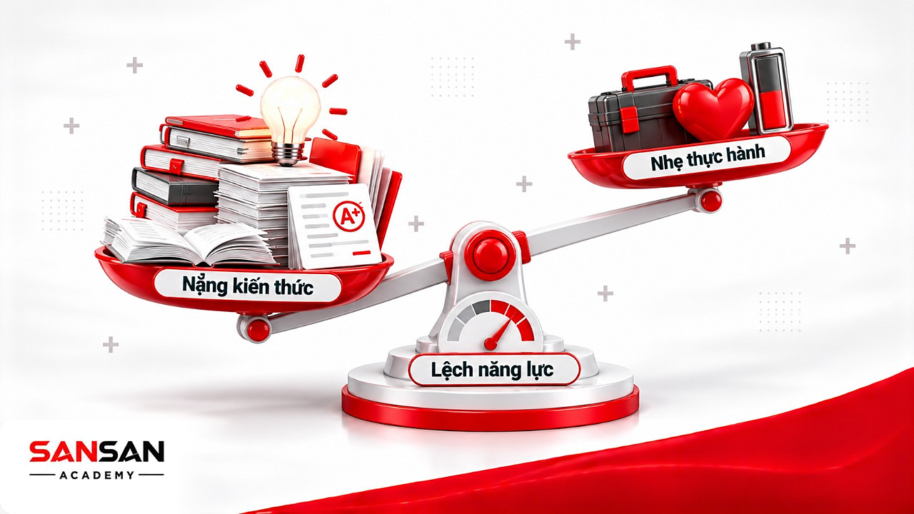 Cán cân lệch về sách vở và bài kiểm tra khi đào tạo chỉ dựa vào Head trong mô hình 4H