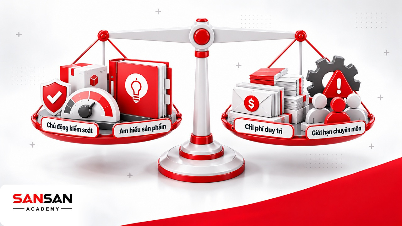 Cán cân ưu và nhược điểm của mô hình inhouse giữa sự chủ động, am hiểu sản phẩm với chi phí và giới hạn chuyên môn