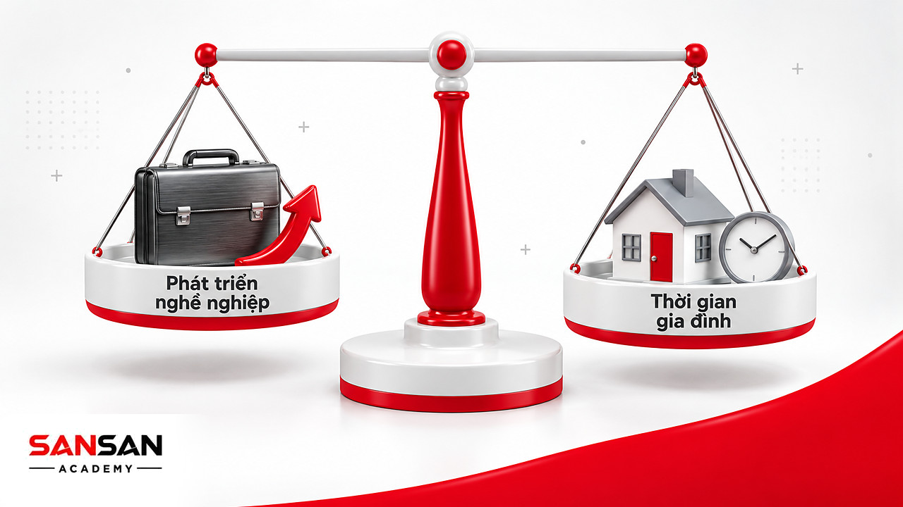 Cán cân giữa phát triển nghề nghiệp và thời gian gia đình khi chọn giá trị bản thân ưu tiên