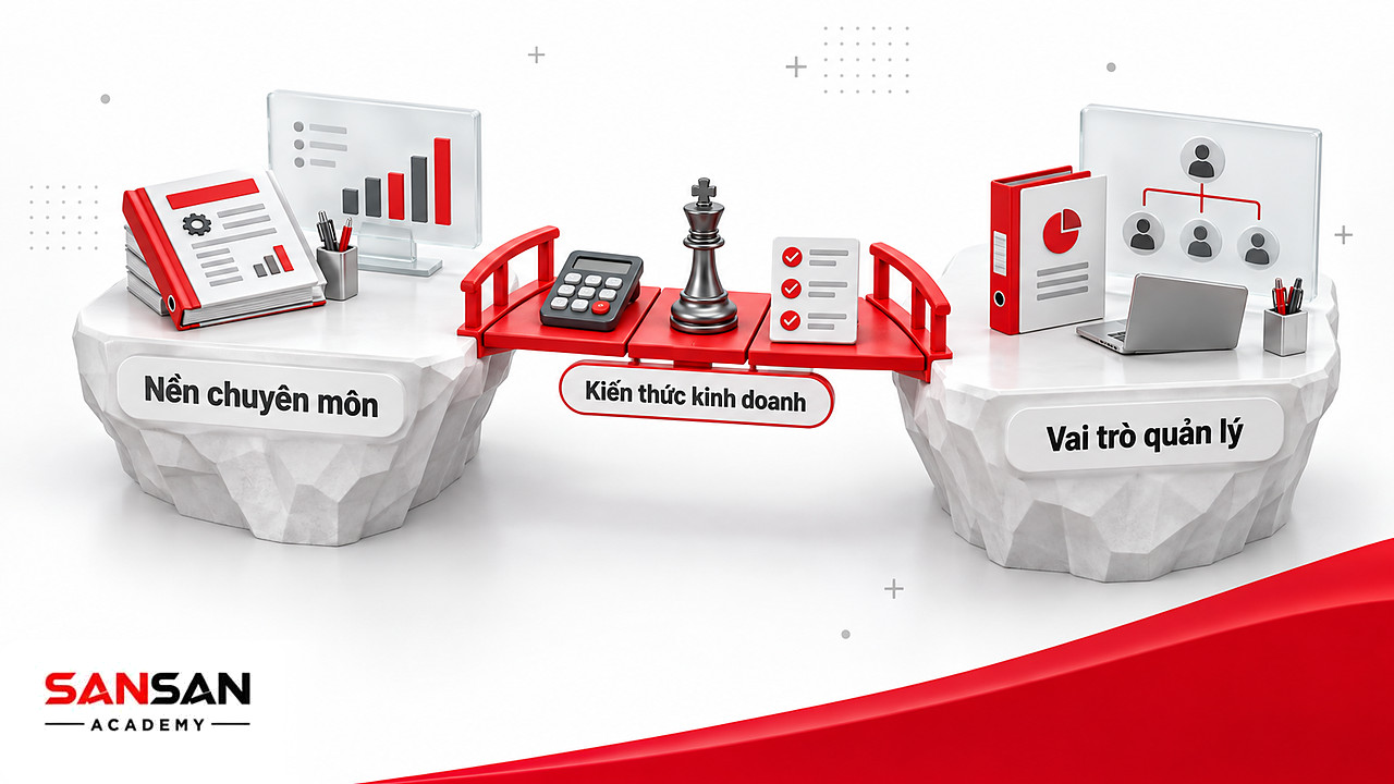 Cây cầu MBA nối bàn làm việc chuyên môn với vị trí quản lý qua ngân sách, chiến lược và tổ chức công việc