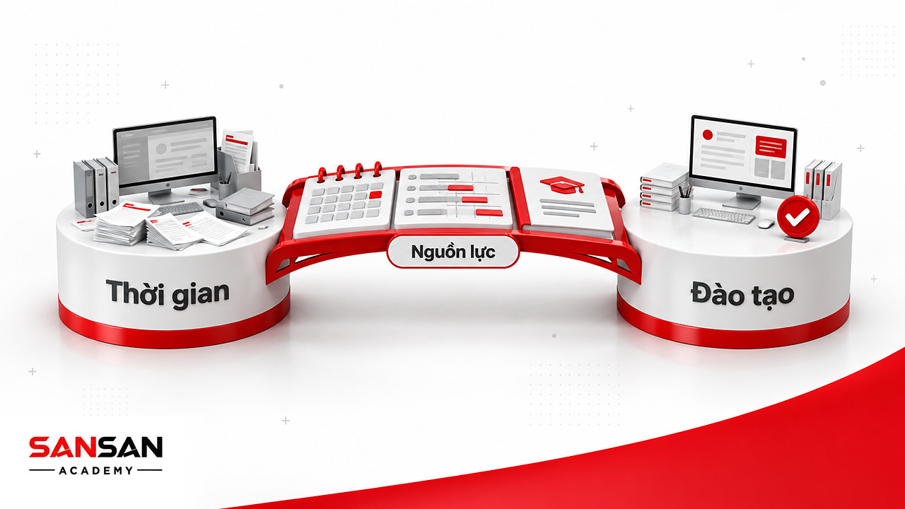 Cây cầu thời gian, nguồn lực và đào tạo nối hiện trạng với mục tiêu khi áp dụng Lean Manufacturing