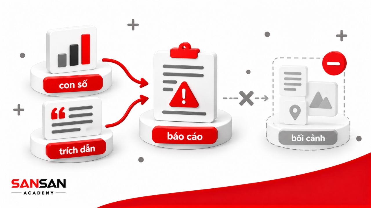 Báo cáo sử dụng con số và trích dẫn nhưng thiếu bối cảnh phân tích.