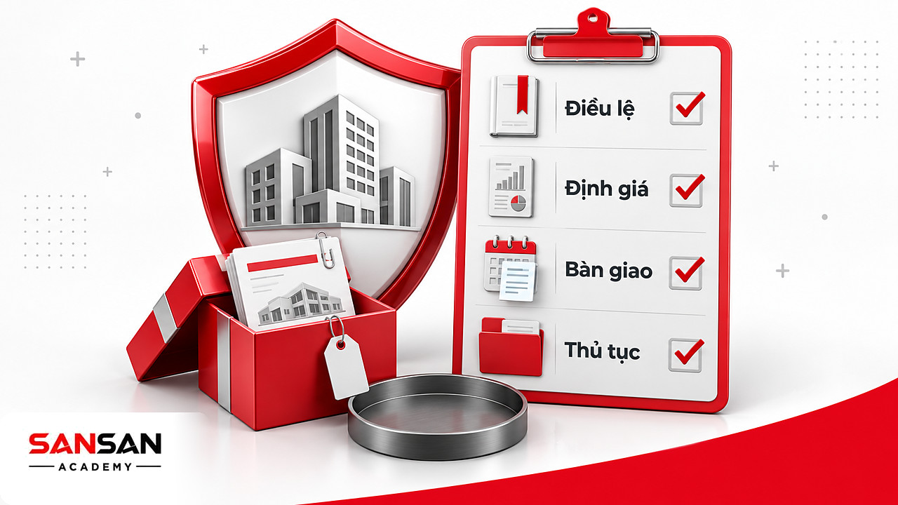 Khiên và danh sách kiểm tra điều lệ, định giá, bàn giao, thủ tục khi chia cổ tức bằng tài sản khác