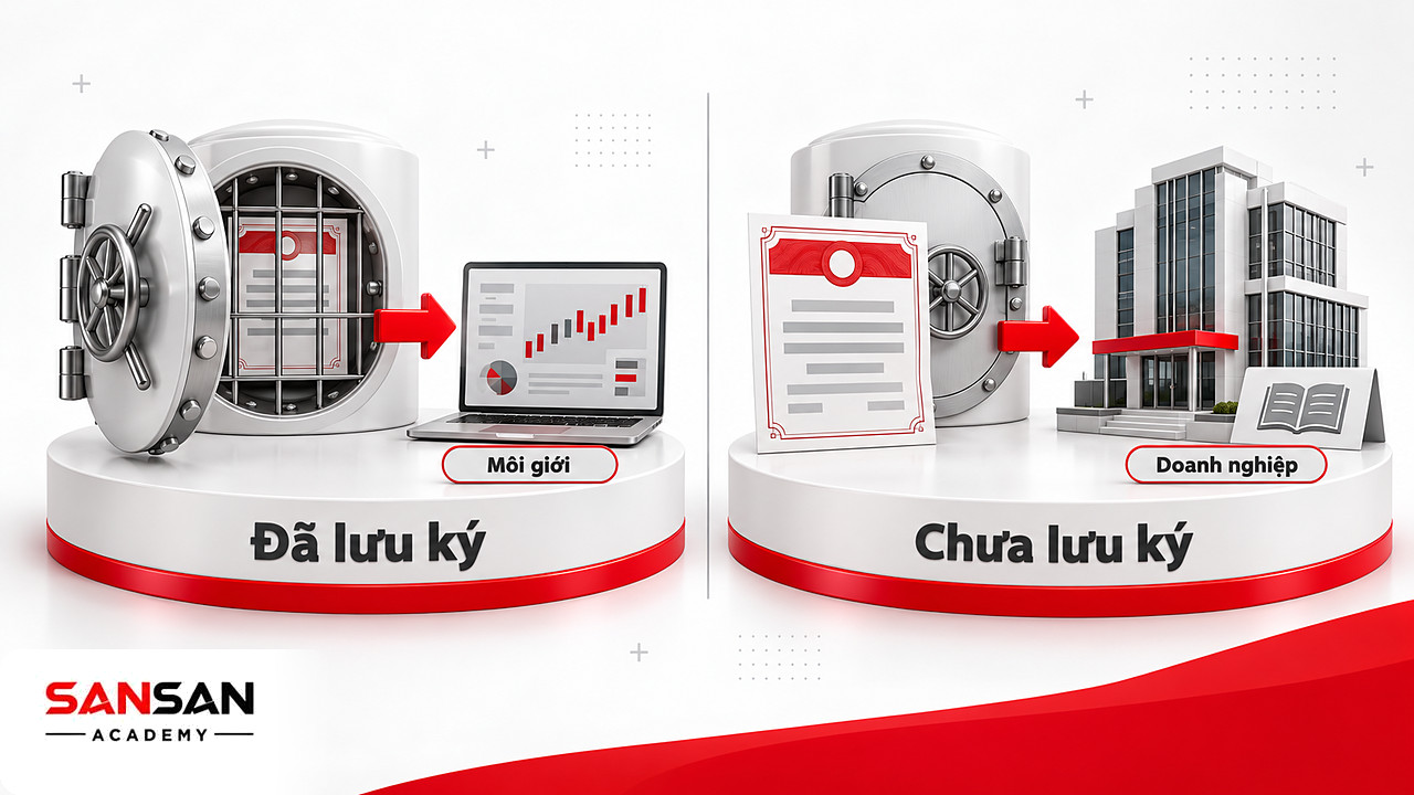 So sánh cổ phiếu đã lưu ký nhận qua công ty chứng khoán và cổ phiếu chưa lưu ký nhận tại doanh nghiệp