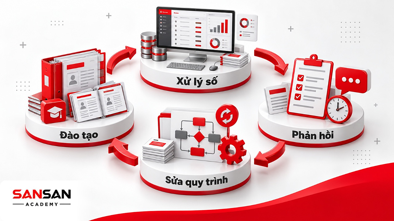 Vòng tròn xử lý hồ sơ trên hệ thống chính phủ số, đào tạo sát việc, phản hồi và điều chỉnh quy trình