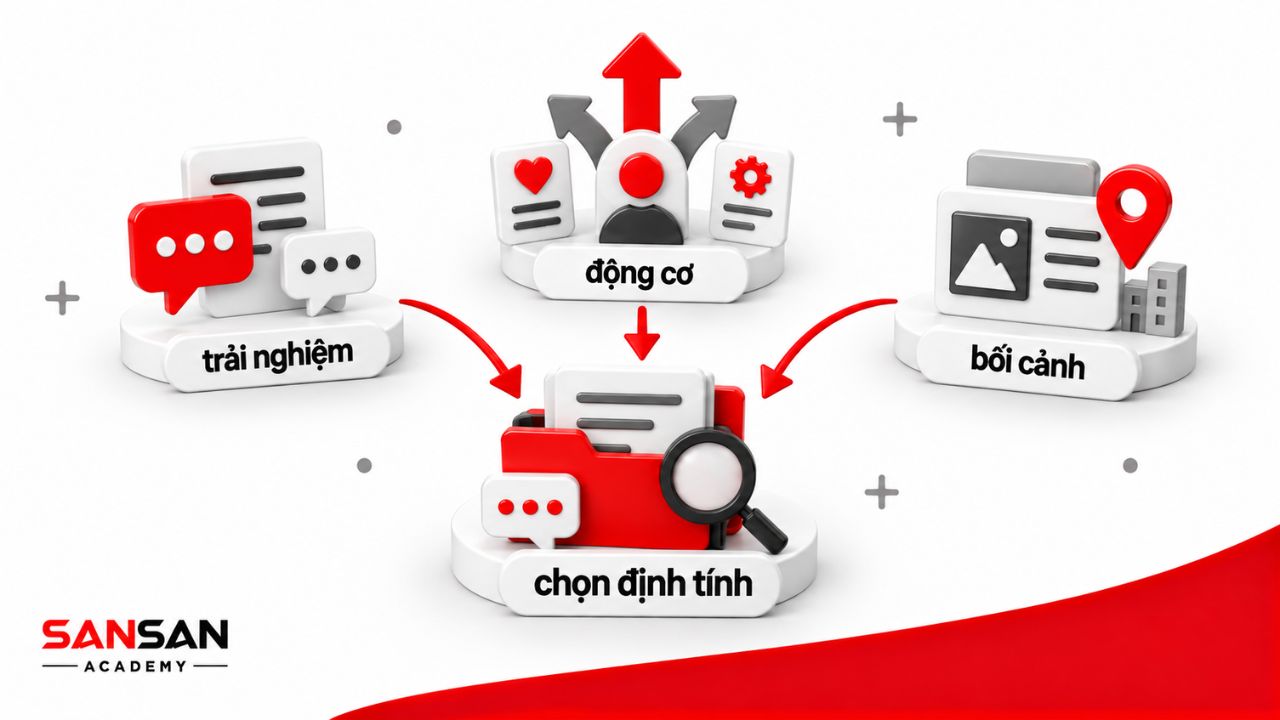 Trải nghiệm, động cơ và bối cảnh dẫn đến lựa chọn nghiên cứu định tính.