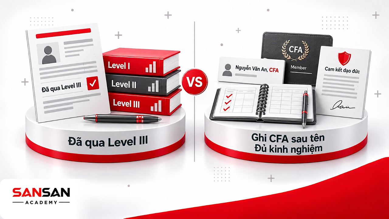 Kết quả thi Level III khác quyền ghi danh hiệu sau tên của chứng chỉ CFA, vốn cần kinh nghiệm và thành viên