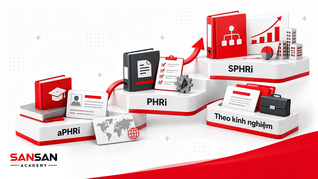 Bậc thang chứng chỉ nhân sự HRCI từ aPHRi không cần kinh nghiệm lên PHRi và SPHRi cho phạm vi cao hơn