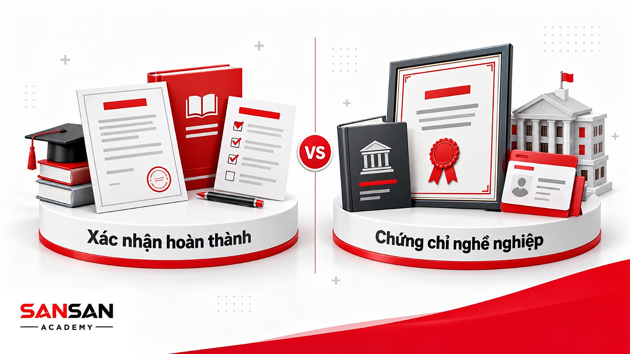 So sánh giấy xác nhận hoàn thành khóa học với chứng chỉ nhân sự nghề nghiệp do tổ chức cấp quản lý kỳ đánh giá