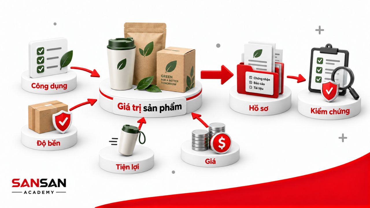 Công dụng, độ bền, giá và hồ sơ kiểm chứng sản phẩm xanh.