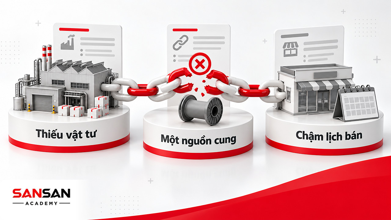 Chuỗi cung ứng OEM đứt ở mắt xích vật tư khiến cửa hàng chậm lịch bán khi chỉ có một nguồn cung