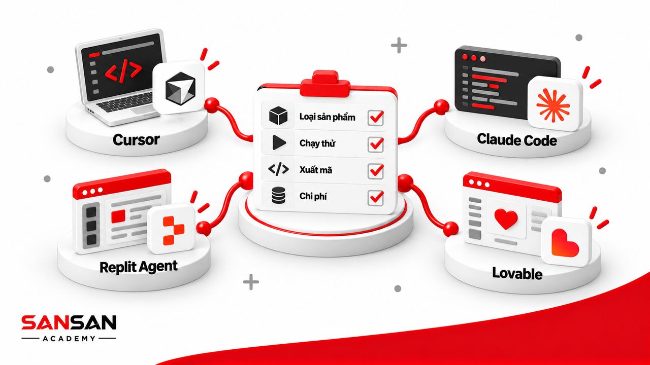 Cursor, Claude Code, Replit Agent và Lovable cùng tiêu chí lựa chọn