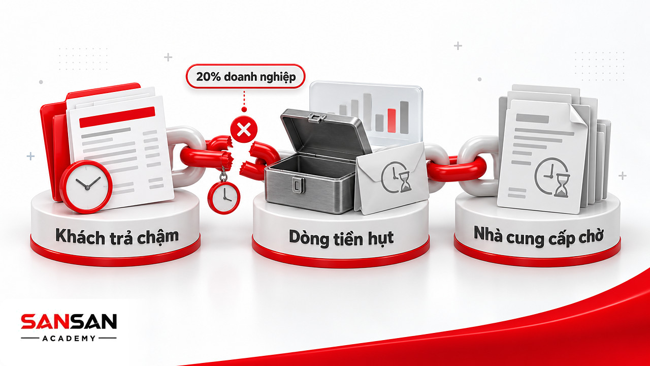 Chuỗi mắt xích đứt gãy cho thấy khách trả chậm khiến công nợ phải trả nhà cung cấp cũng bị chậm