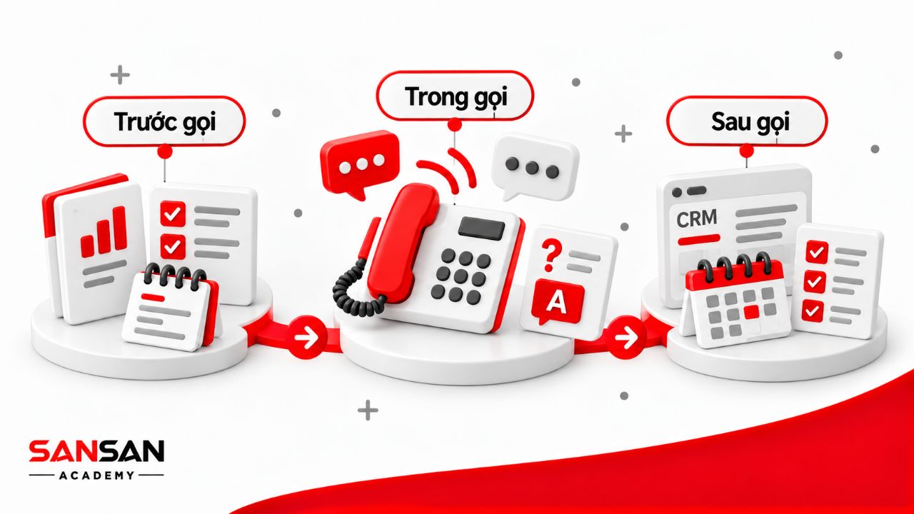 Công việc của nhân viên telesale từ chuẩn bị dữ liệu đến gọi điện, theo dõi và cập nhật hồ sơ