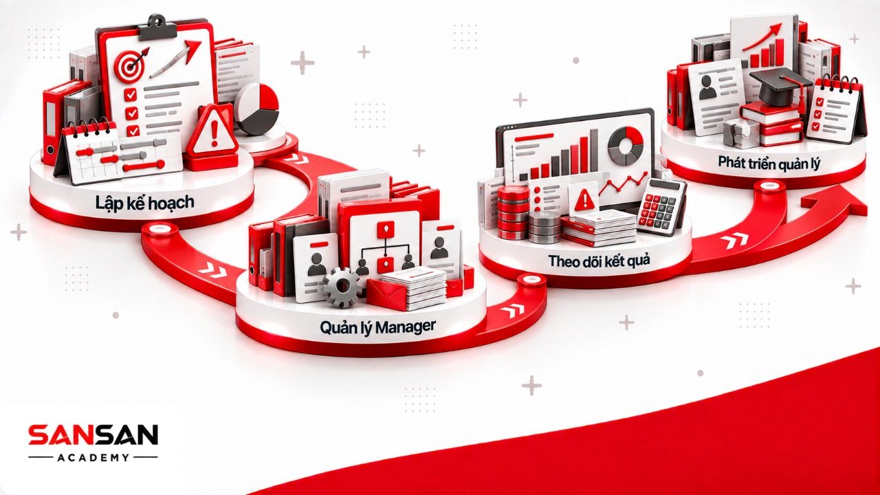 Công việc Senior Manager từ xây dựng kế hoạch, quản lý các Manager đến kiểm soát KPI, ngân sách và phát triển đội ngũ quản lý.