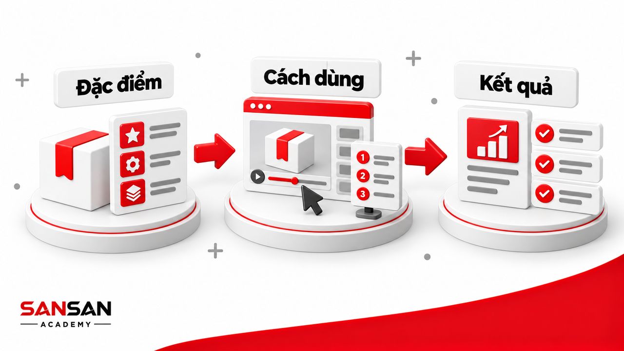 Đặc điểm sản phẩm dẫn đến thao tác mẫu và kết quả.