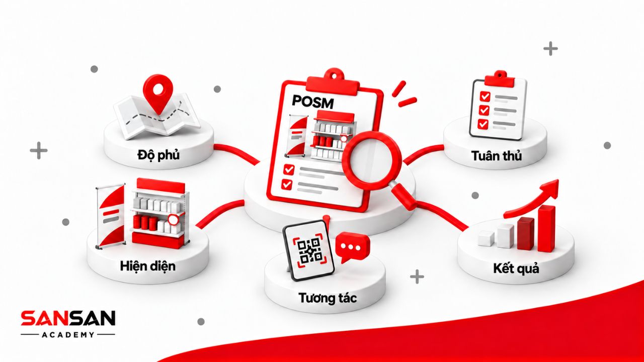 Năm nhóm chỉ số đánh giá hiệu quả triển khai POSM tại điểm bán