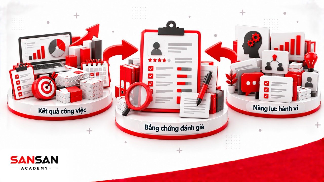 Đánh giá nhân viên kết hợp kết quả công việc, năng lực, hành vi và bằng chứng thay vì chỉ nhìn vài con số cuối kỳ.