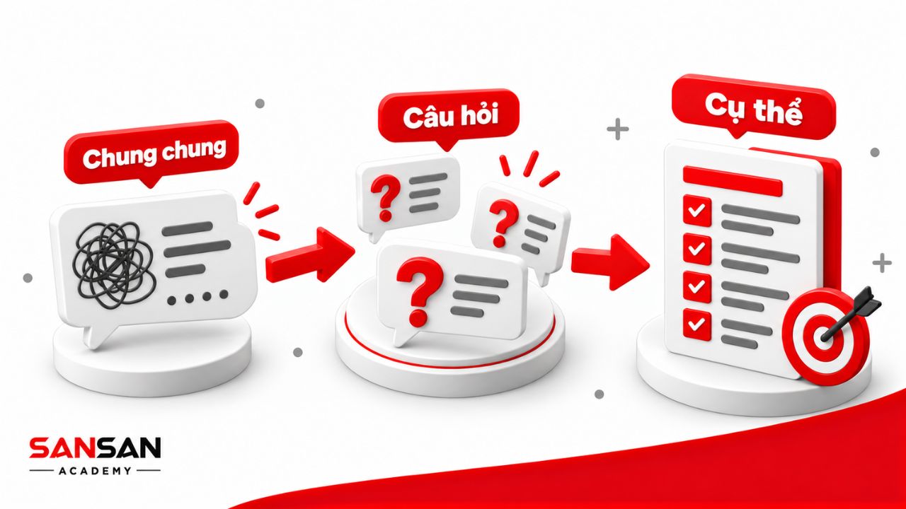 Quy trình chuyển nhận định chung chung thành thông tin cụ thể