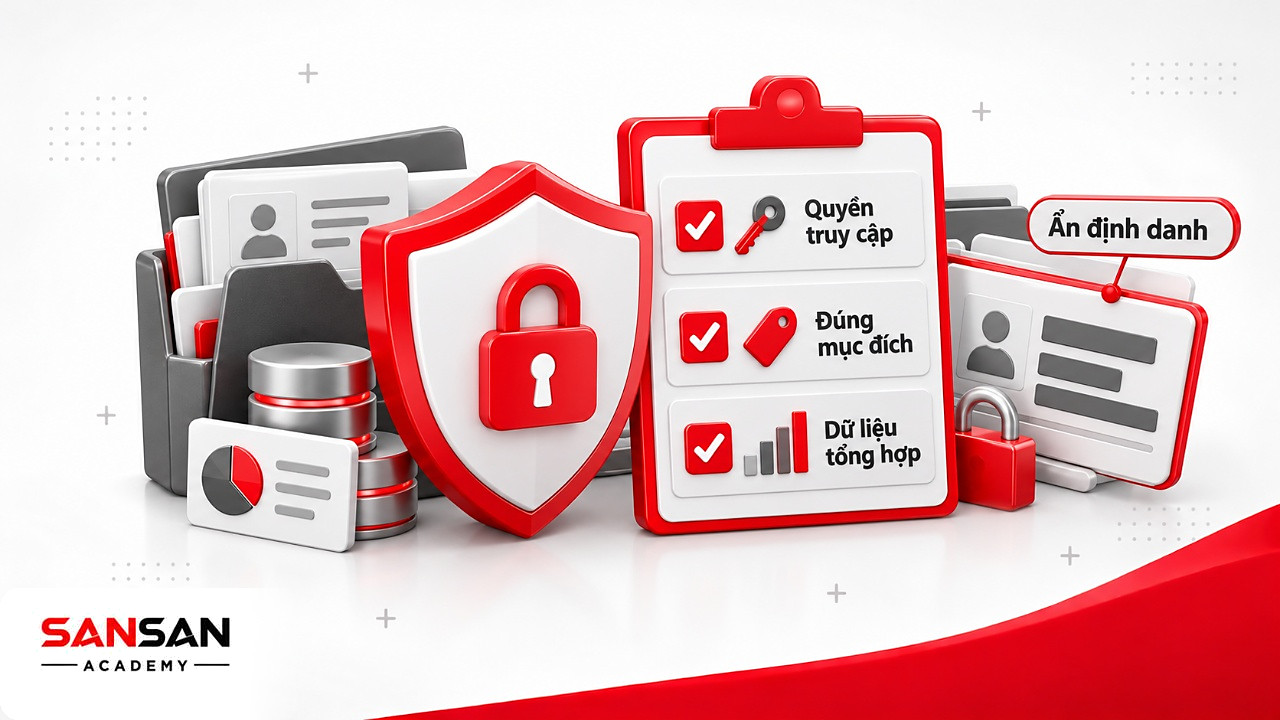 Khiên bảo mật và danh sách kiểm tra quyền truy cập, mục đích, dữ liệu tổng hợp khi triển khai Data Driven