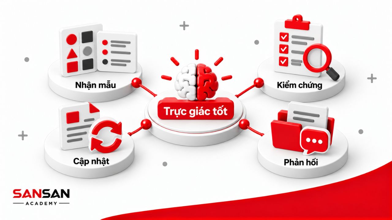 Nhận diện mẫu, kiểm chứng, cập nhật nhận định và tiếp nhận phản hồi.