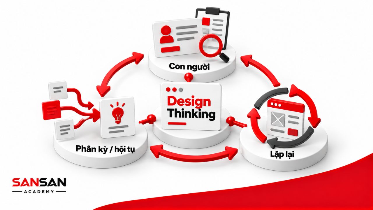 Framework Design Thinking kết hợp con người, phân kỳ và lặp lại