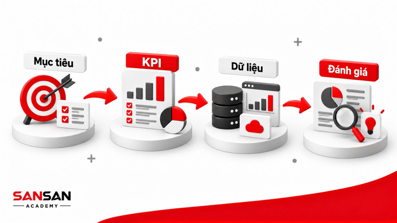 Quy trình đối chiếu mục tiêu, KPI, dữ liệu và kết quả marketing