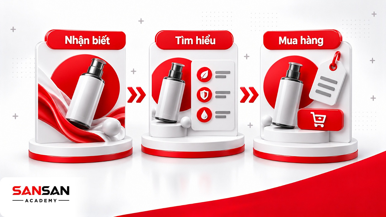 Ba chặng nhận biết, tìm hiểu và mua hàng dùng chung một Key Visual với nội dung khác nhau