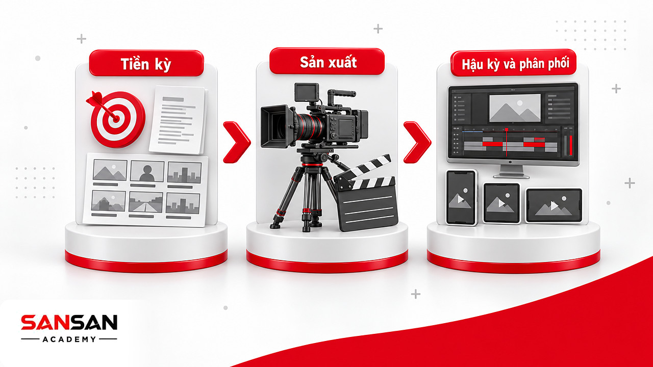 Ba chặng tiền kỳ, sản xuất và hậu kỳ trong quy trình làm TVC quảng cáo