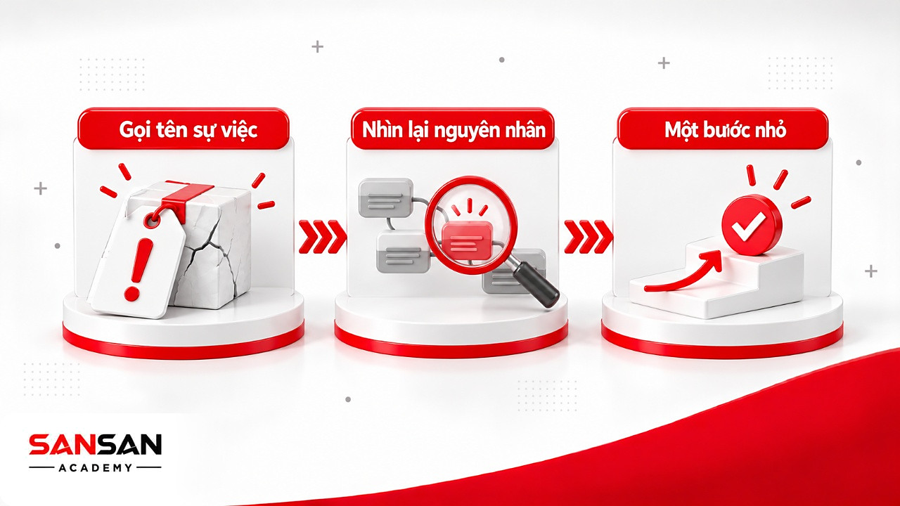Ba chặng yêu bản thân khi mắc sai lầm: gọi tên sự việc, nhìn lại nguyên nhân rồi chọn một bước nhỏ