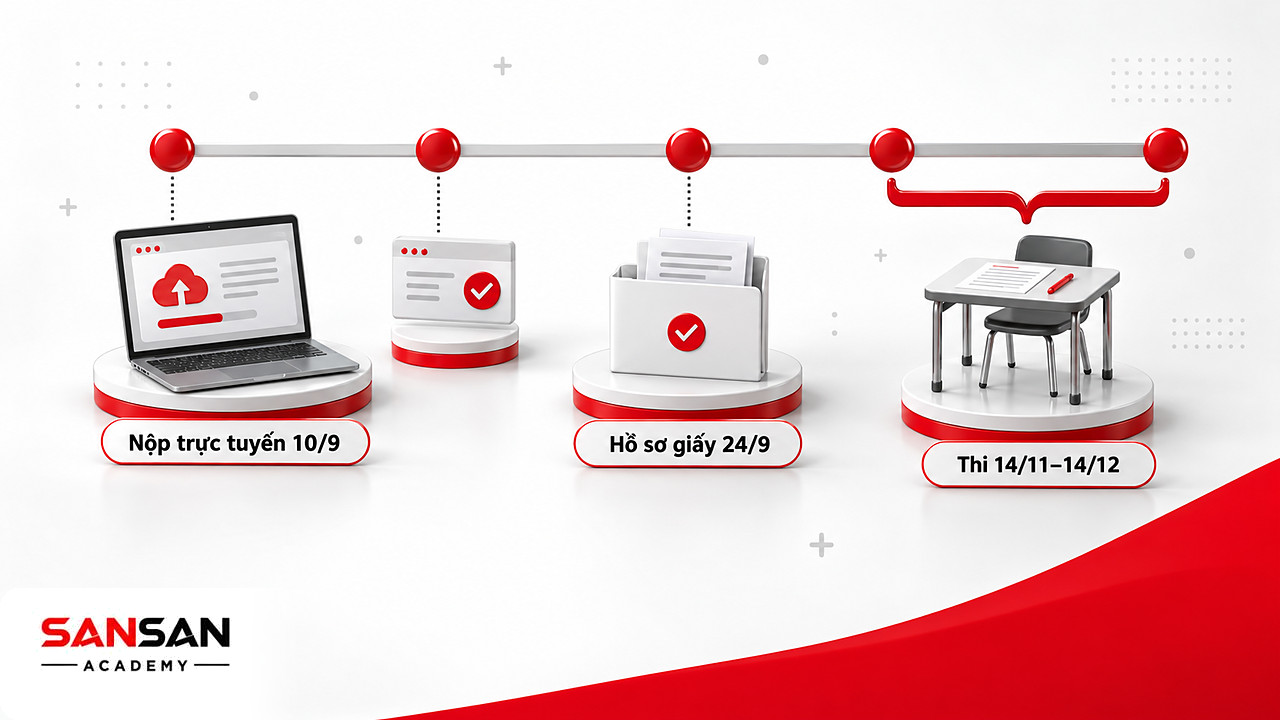 Dòng thời gian nộp hồ sơ trực tuyến, hồ sơ giấy và khoảng thi CPA năm 2026 theo thông báo
