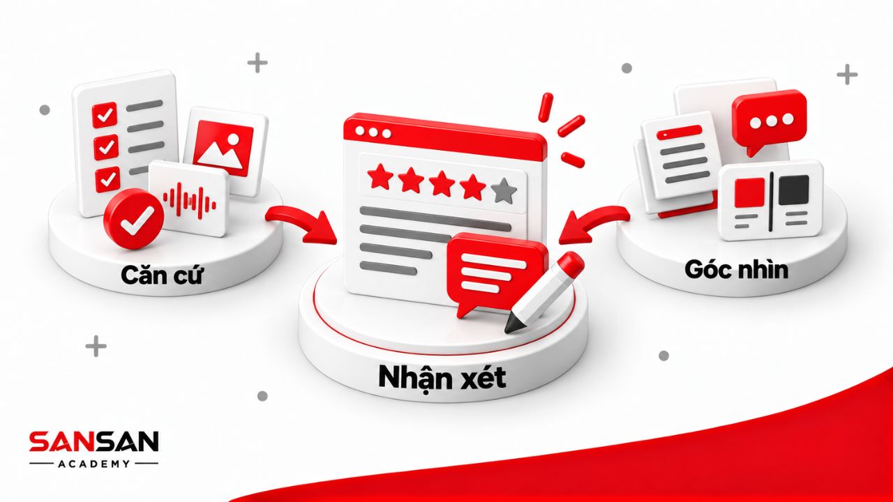 Bằng chứng và góc nhìn riêng cùng góp phần hình thành nhận xét.