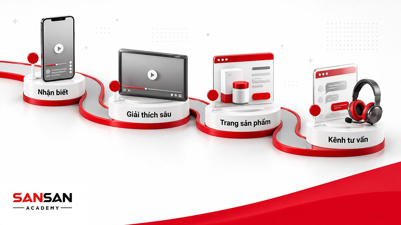 Đường đi qua bốn điểm chạm mạng xã hội: nhận biết, giải thích sâu, trang sản phẩm và kênh tư vấn
