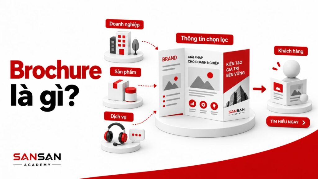 Brochure gấp ba giới thiệu doanh nghiệp, sản phẩm và dịch vụ đến khách hàng